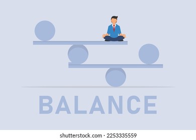 Stress management - Businessman in zen 2d vector illustration concept for banner, website, illustration, landing page, flyer, etc