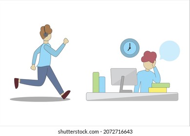 Stress management can do work life balance jogging sports. Vector colorful illustration.