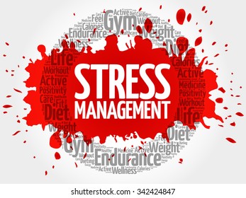 Stress Management circle word cloud, health concept