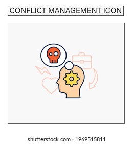 Stress management color icon.Controlling person stress level. Avoid stressful situations. Conflict management concept. Isolated vector illustration