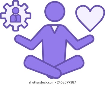 Stress Management Colored Icon. Vector Icon of Meditating Man. Work-Life Balance. Mental Health. Wellness Concept