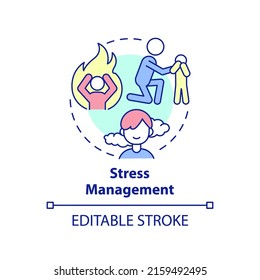 Stress Management Concept Icon. Comfort Child. Family Relationships Importance Abstract Idea Thin Line Illustration. Isolated Outline Drawing. Editable Stroke. Arial, Myriad Pro-Bold Fonts Used