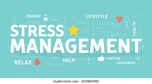 Stress management concept illustration. Idea of relaxation and meditating.