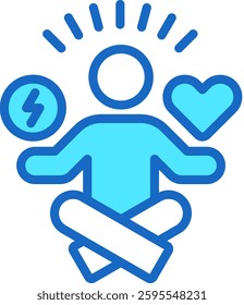 Stress Management Icon Blue Color Vector Illustration