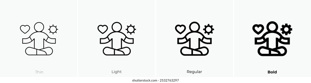Stressmanagement-Symbol. Dünnes, helles Design im regulären und kühlen Stil, einzeln auf weißem Hintergrund