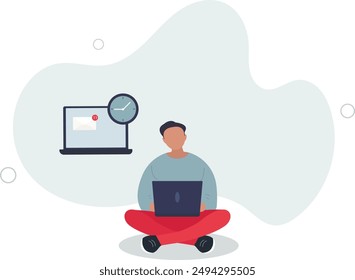 Stress management illustration.Mindfulness and meditation at work concept.flat design.illustration with people.