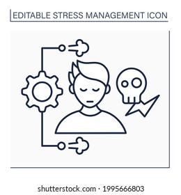 Stress management line icon. Controlling person stress level. Avoid stressful situations. Mental health concept. Isolated vector illustration. Editable stroke