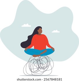 Stress management, meditation or relaxation to reduce anxiety,business concept.flat character.