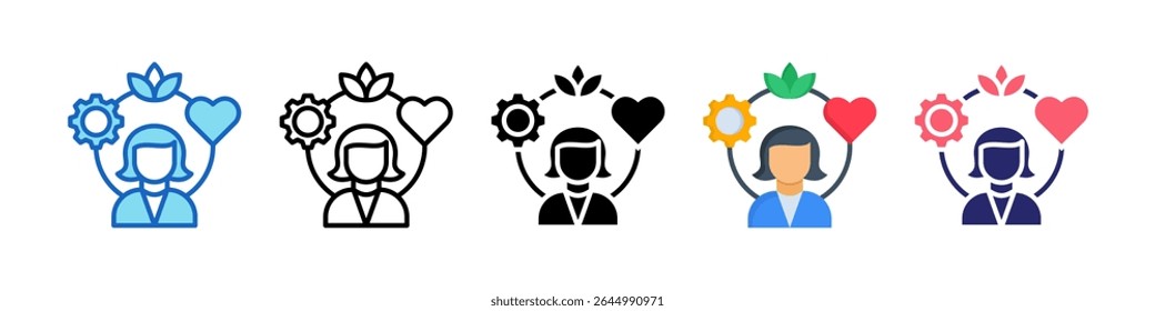 Stress Management Multiple Style Icon Set Collection.