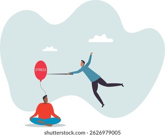 Gestão de estresse, relaxamento para aliviar a ansiedade ou raiva do seu cérebro, meditação para ajudar a reduzir o stress.character para design.