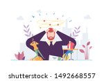 
Stress Management Vector Illustration Concept Showing a group of people having stress moment chasing deadline, Suitable for landing page, ui, web, App intro card, editorial, flyer, and banner.