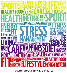 Stress Management word cloud background, health concept