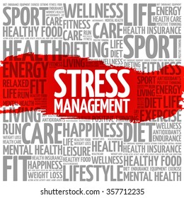 Stress Management word cloud background, health concept