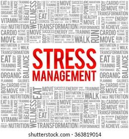 Stress Management word cloud background, health concept