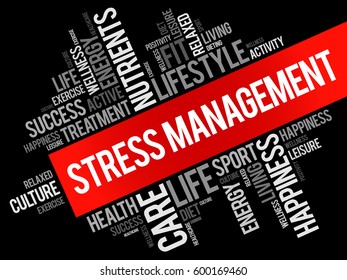 Stress Management word cloud background, health concept