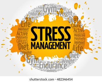 Stress Management word cloud collage, health concept background