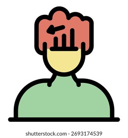Stress negative icon. Outline stress negative vector icon color flat isolated