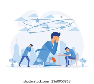 Stress in the office. Stress Management. a group of people having stress moment chasing deadline, flat vector modern illustration 