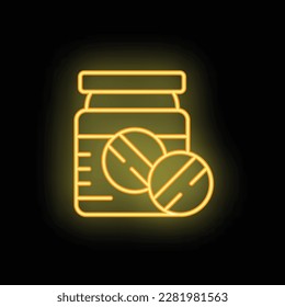 Stress pills icon outline vector. Office sad. Overload work neon color isolated on black