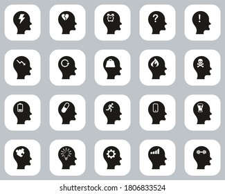 Stress & Pressure Black Icons Black & White Flat Design Set Big