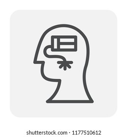 Stress and pressure in head icon design, editable stroke.