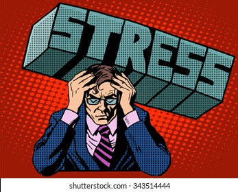 Stress problems severity businessman business concept pop art retro style