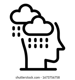 Stress rainy icon. Outline stress rainy vector icon for web design isolated on white background