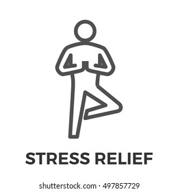 Stress Relief Thin Line Vector Icon Isolated on the White Background.
