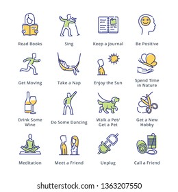 Stress Relievers Icons - Outline Series
