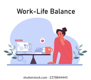 Stress resistance. Emotional balance and stress resilience skill. Mindfulness practice and work-life balance. Self-care and mental health awareness. Flat vector illustration