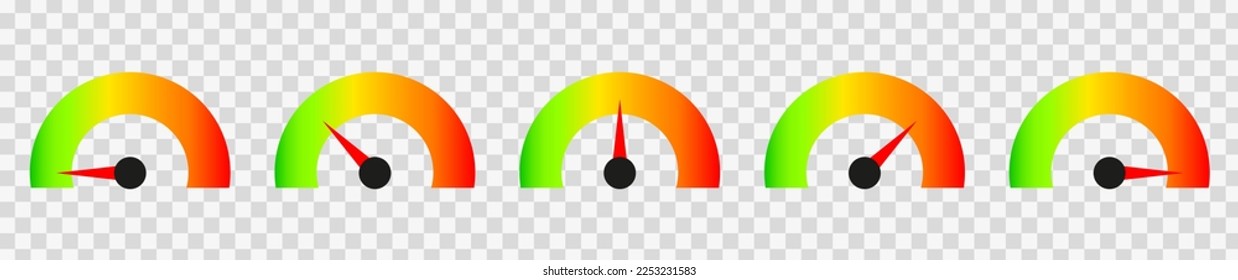 Puntuación de estrés. Medidor de satisfacción del cliente. Ajuste de nivel de estrés. Ilustración vectorial