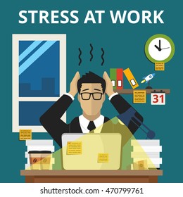 Stress Situation On Work Overworked Tired Stock Vector (Royalty Free ...