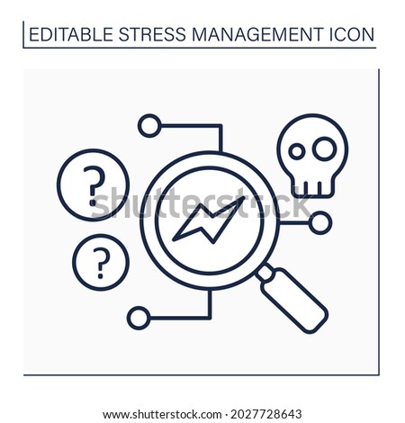 Stress source line icon.Find source of stressful situations.Mental health concept. Isolated vector illustration. Editable stroke
