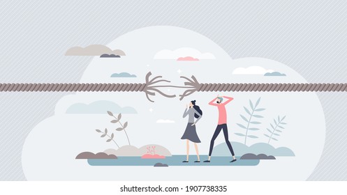 Stress tension and emotionally desperate mental pressure tiny person concept. Moment before psychological breaking point and burnout in feelings crisis vector illustration. Anxiety and despair scene.