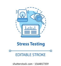 Stress testing turquoise concept icon. Software development stage idea thin line illustration. App stability and reliability verification. IT project. Vector isolated outline drawing. Editable stroke