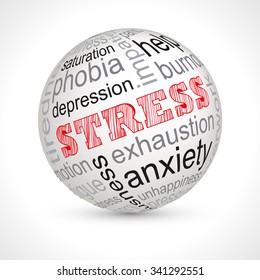 Stress theme sphere with keywords full vector