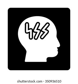 Stress vector icon. Style is flat rounded square button, white and black colors, white background.