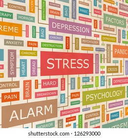 STRESS. Textcollage. Vektorgrafik.