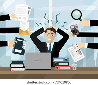 Stress Work Concept Flat Illustration Stressed Stock Vector (Royalty ...