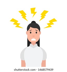 Stress at work. Stress situation concept. Tired woman. Vector illustration.