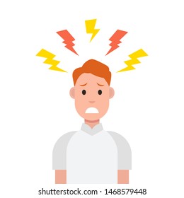 Stress at work. Stress situation concept. Tired man. Vector illustration.