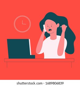 Ilustración conceptual del vector de estrés con carácter femenino.