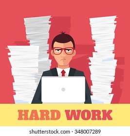 Stress at work. Vector flat banner illustration