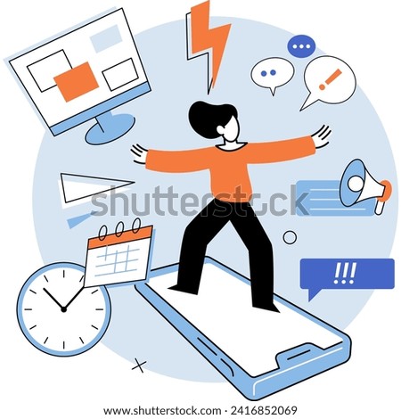 Stress at work vector illustration. Chronic stress and fatigue can lead to burnout, negatively impacting both physical and mental health Seeking professional help and implementing stress management