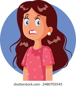 
Stressed Adult Woman Looking Awkward Vector Illustration. Unhappy anxious lady feeling depressed and remorseful 
