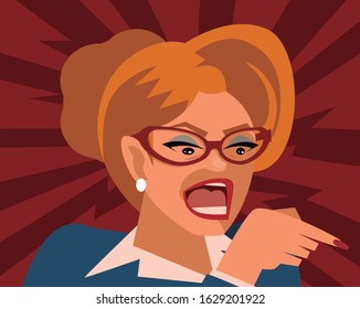 stressed and angry office boss lady woman shouting 