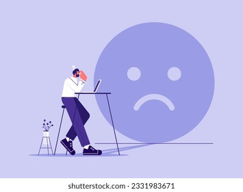 Stressed and anxiety on failure concept, office worker with depressed sad shadow