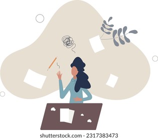 Stressed or anxiety from overload work, fatigue, burnout or exhausted from business problem, no idea concept.flat vector illustration.