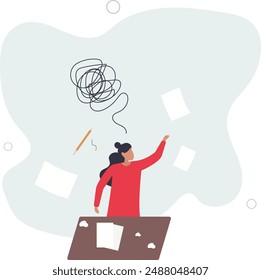 Estresado o ansiedad por sobrecarga de trabajo, fatiga, agotamiento o agotamiento por problema de negocios, diseño plano. ilustración con personas.