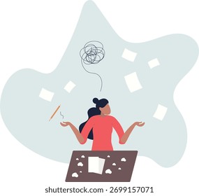 Stressed or anxiety from overload work, fatigue, burnout or exhausted from business problem, no idea concept.about a man and his life.